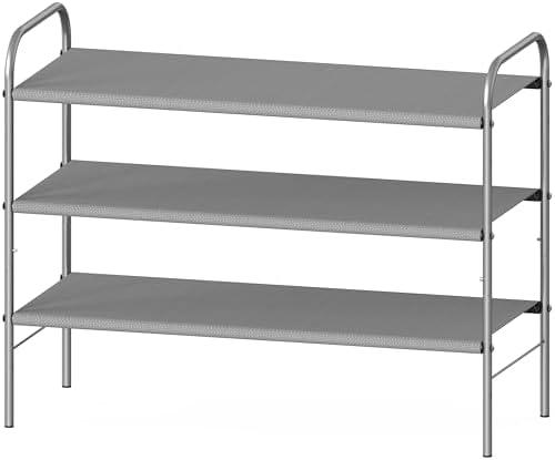 Simple Houseware 3-Tier Shoe Rack Storage Organizer, Grey – Space-Saving Shoe Shelf, Holds 9–16 Pairs, Sturdy Metal Frame, Easy Assembly – Closet, Entryway, Bedroom Shoe Storage Solution