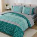Dinjoy Teal Green King Size Comforter Set,Striped Boho Bed in a Bag King 7 Pieces Soft Bedding Comforters Sets with Sheet Beds Warm Microfiber Complete Set for All Season