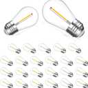 25 Pack S14 String Light Bulbs, 1W LED Waterproof Shatterproof Outdoor Light Bulbs, 2200K Amber Warm White, E26 Base, 70LM, AC120V, Non-Dimmable