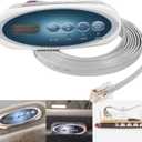 53238 Mini Oval 4-Button Topside Control Panel for Balboa VL200 Heat Jacket SystemHot Tub Spa Temperature Controller with LCD, RJ45 8-Pin, Includes 55472 (Topside) & 11393 (Overlay)- 7ft(84") Cord