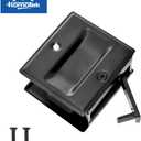 HOMOTEK Passage Sliding Door Pull Black Without Switch Plate- Replace Old Or Damaged Pocket Door Pull Quickly and Easily, 2-3/4x2-1/2, for 1-3/8 Thickness