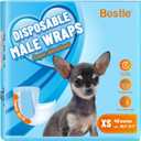 Bestle Male Dog Wrap, Disposable Dog Diapers, 40 Count, XS (Waist 10.6-16.6), Wetness Indicator, Ultra Protection, Leak Proof, Super Absorbent, Soft