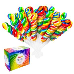 Rainbow Twisty & Swirl Lollipops 32 Pack, Unicorn Candy Twist Lollipops Individually Wrapped Suckers, Kid's Lollipops Candy Bulk for Birthday Party Favors, Mixed Fruit Flavor