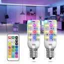 TobeBright E12 Color Changing LED Light Bulb with Remote Control 2W E12 Chandelier Light Bulb Multicolor RGB/3000K/6000K/Dimmable Candelabra Base Color Light Bulbs 3Modes Memory Function-2Pack