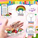 Rainbow Keychains Bulk Back to School Gifts | Inspirational Keychain with Rainbow Cards for Classroom Students Friends Gifts