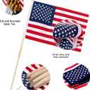 Pack of 100 American Flags with wood Stick, 12x18 Inch American Flags for outside, US Flags/American Hand Held Stick Flags with Kid-Safe Spear Top, Perfect for Patriotic Decorations, Parades, Veteran Party,4th of July decorations