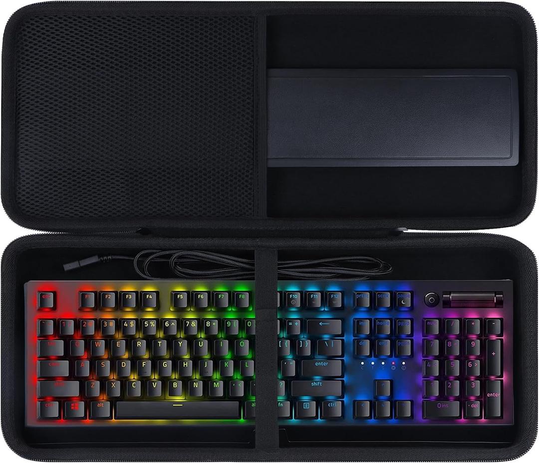 Lebakort Storage Case Compatible with Razer Blackwidow V3/ Blackwidow V4/ Cynosa V2/ Ornata V3/ Huntsman Elite/Huntsman V2/ Redthunder K10 Full Size Mechanical Gaming Keyboard (Black Case)