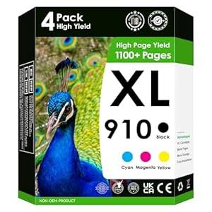 Amazink Replacement for 910XL Ink Cartridges | Works with OfficeJet Pro 8022, 8024, 8025, 8028, 8035 | High Yield 4Color Pack