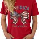 Huukeay Womens Patriotic Crew Neck Shirts | Short Sleeve Patriotic Tops, Casual T-Shirts, USA Eagle Flag Graphic Tees, Festival & Daily Wear, Statue of Liberty