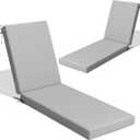 Crestlive Products Chaise Lounge Cushions Outdoor Set of 2, 72x21x3 Inch, Waterproof & 3-Year Fade Resistant Lounge Chair Cushions for Outdoor Furniture, Patio Cushions for Pool, Lawn, Light Gray (72''L x 21''W, Light Gray-2 Pcs)