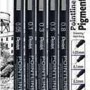 Pentel Arts Pointliner Drawing Pen, 5-Pack, Assorted Sizes, Black Ink (S20PBP5A)