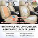 Leather Seat Covers, Beige Car Seat Covers Front Pair, Breathable Car Seat Protectors, Wear-Resistant Car Accessories, Universal Fit for Most Cars,SUVs Truck (Beige-Stripes, Front Pair)