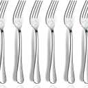Dinner Forks, Set of 6 Top Food Grade Stainless Steel Silverware Forks, Flatware Set,8 Inches, Mirror Finish & Dishwasher Safe, New Apartment Essentials Cutlery Set