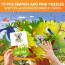 QUOKKA Search and Find Puzzles for Kids Ages 4-6 - Riddle Kids Puzzles 6-8 Years Old - 70 Unique Pcs - 20 Illustrated Guessing Cards - Engaging Children Themes - Australia Puzzle Gift for Toddlers 3-5