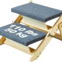 VEVOR Wood Pet Stairs/Pet Steps, 2-in-1 Foldable Wooden Dog Stair for Beds, Sofa and Cars, Dog Stairs & Ramp with 2 Steps for Small Medium Large Pet, up to 110 lbs