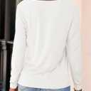 Dokotoo T Shirts for Women Casual Long Sleeve V Neck Lace Trim Tops Lightweight Solid Color Basic Tees Blouses (White, XXL)