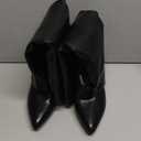 Modatope Knee High Boots Women Fold Over Knee High Boots Chunky High Heels Long Boots Zipper Pointed Toe Dress Tall Boots for Women (6, Black Pu)