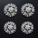 4 Pcs Sliver Rhinestone Buttons Crystal Embellishments for Clothing Jewelry Making DIY Decoration Bottons for Sewing Crafts Wedding Bridal(Button-3)