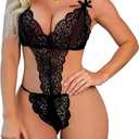 txsrbsj Women Lingerie One-Piece Lace Bodysuit Lingerie Outfits - Adjustable Strap (M)