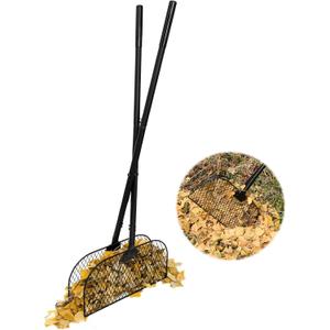 Leaf Grabber Rake with Long Handle, Leaf Picker Upper Grass Collector, Yard Rake Leaves Grabber Pickup Tool for Lawn & Garden Cleanup - No Bending Over