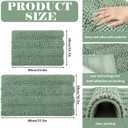Whaline 4 Pack Sage Green Bath Mat and Hand Towel Set Non-Slip Chenille Striped Bathroom Rug Cotton Absorbent Towels for Hotel Home Bathroom Decoration