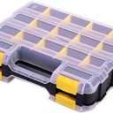 Hardware Organizer Box 34 Compartments Small Parts Organizer with Removable Dividers Durable Plastic Double Side Tools Box Screw Organizer For Nuts, Bolts, Screws, Nails, Small Hardware (Yellow) 2pack