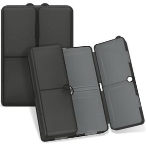 FYY Daily Pill Organizer,7 Compartments Portable Pill Case Travel Pill Organizer,[Folding Design] Large Pill Box for Purse Pocket to Hold Vitamins,Cod Liver Oil,Supplements and Medication-Clear Black