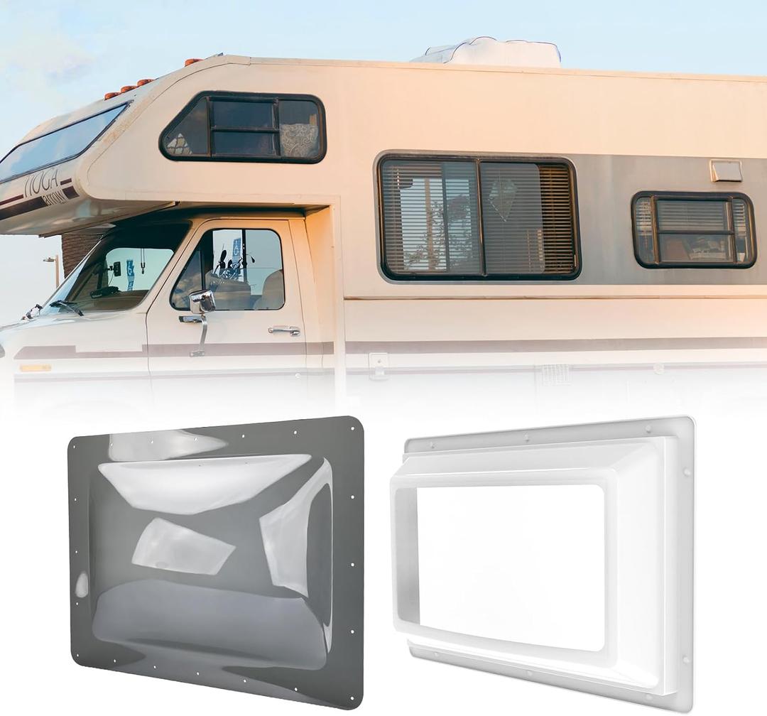 RVGUARD RV Skylight Bundle, 14"x22" Inner Dome with Skylight Replacement, 18"x26" Smoke Outer Skylight Fits 14"x22" Opening, for Camper Trailer Fifth Wheel Truck, UV Resistant, Impact Resistant