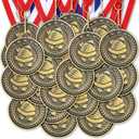 Ecally 21 Pcs Flag Football Medals 2'' Football Award Medals with Neck Ribbons Cheer Sport Team Trophy for Students Competition Party Participation Winner Prize Gift Favors