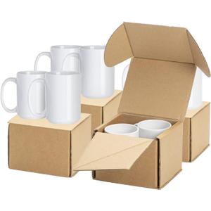 PYD Life 8 Pack 15 OZ Sublimation Ceramic Mugs Blanks Coffee Mugs White Photo Cups Bulk for Cricut Mug Press Print