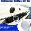 0540DPG99A Boat Gas Cap, Marine Fuel Cap for Perko 1-1/2" Angled Neck Vented Fuel Fills, Chrome Plated Bronze with Chain, O-Ring & Wrench