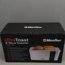 Mueller UltraToast Full Stainless Steel Toaster 4 Slice, Long Extra-Wide Slots for Bagels and Waffles, 6 Browning Levels, LED Display, Cancel/Defrost/Reheat Functions & Removable Tray, Kitchen Gadgets