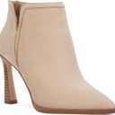 Juliet Holy Womens High Heel Booties Pointed Toe V Cut Back Zipper Short Dress Ankle Boots (9, Light Sand)
