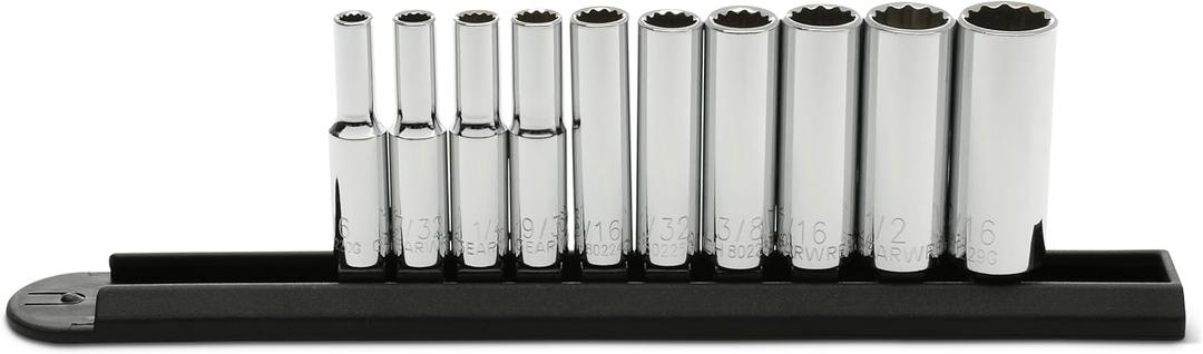 GEARWRENCH 10 Pc. 1/4" Drive 12 Pt. Deep Socket Set, SAE - 80309D