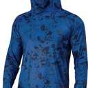 Rodeel UPF 50+ Mens Long Sleeve Performance Fishing Hiking Shirt with Mask UV Neck Gaiter Hoodie (Large, Full Ice Dark Blue)