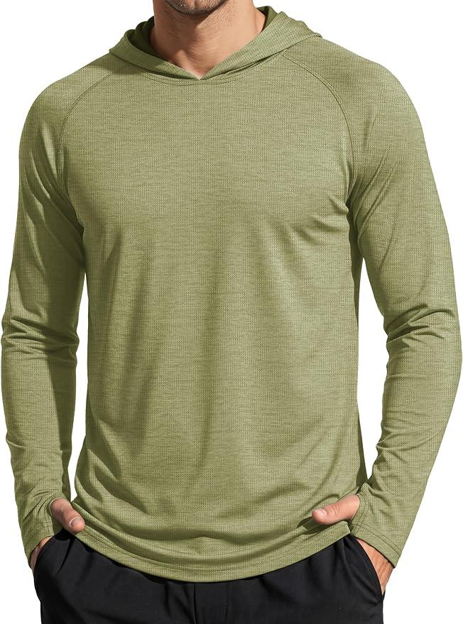 MagcoMsen  MAGCOMSEN Mens Sun Hoodie Long Sleeve Fishing Shirt Lightweight UPF 50+ Dry Fit Rash Guard for Swimming Workout Athletic, S