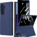 Ruky for Galaxy Z Fold 7 Case with Stand, with Front Privacy Screen Protector & Hidden Kickstand, Support Wireless Charging Slim Hard Shockproof Protective Phone Case for Samsung Galaxy Z Fold 7, Blue