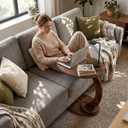 C Shaped End Table,Round Side Table for Couch Tables that Slide Under, TV Sofa Table for Small Spaces,C Table,Night Stand with Metal Frame for Bedroom,Living Room,Small Space(Brown)