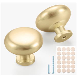 Gzzvo 9 Pack Cabinet Knobs for Drawers and Dressers,Brushed Gold Kitchen Cabinet & Closet Door Knobs,Solid Round Furniture Hardware Pulls