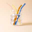 10-Pack Reusable Glass Drinking Straws – Colorful, Durable, Shatter-Resistant – Includes 5 Straight, 5 Bent Straws & 2 Cleaning Brushes – For Smoothies, Iced Coffee (Sky Blue, Mini)