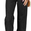 Sidefeel Jeans for Women Trendy High Waisted Stretchy Straight Leg Jeans Tummy Control Loose Ankle Denim Pants Black Size 14