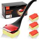 Bristle Free Grill Brush with Scraper, 4 Replaceable Cleaning Head BBQ Grill Cleaning Brush, Dishwasher-Safe Grill Cleaner Tool for Gas,Charcoal,Ceramic,Cast Iron & Stainless-Steel Grates