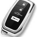 for Toyota Key Fob Cover 2025 2026 2024 2023 Car Key Case Camry Corolla Crown Signia Grand Highlander Sequoia Tundra Venza Land Cruiser 4 Buttons (Silver)