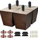 Sofa Legs Square Bed Feet 3 inch Wood Replacement Leg for Furniture Set of 4, Dark Brown