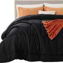 Bedsure Comforter Duvet Insert - Quilted Comforters King Size, All Season Duvet, GentleSoft Down Alternative Bedding, with 8 Tabs, Gifts for Women/Men, Black, King 90 x 102 Inches