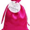 GUFIER 30 PCS Rose Pink Satin Drawstring Gift Bags with Thank You Tags, 5x7" Satin Gift Bags, Silk Jewelry Pouches, Bridal Shower, Wedding, Baby Shower Party Favor