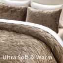 Homzard Luxury Velvet Quilt Set Queen Size Bedding, Mocha Brown Comforter Set, Ultra-Soft Striped Channel Stitch All Season Comforter, Thermal Bedspread Coverlet with 2 Pillow Shams
