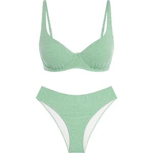 ZAFUL Womens Gingham Bikini Sets High Waisted Underwire Swimsuits Full Coverage Two Piece Swimwear Plaid Bathing Suits