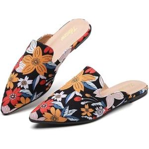 Tilocow Mules for Woman Comfortable Pointed Toe Backless Loafers Flat Mule Business Casual Shoes Slides Slip on(size 11)