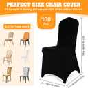 100 PCS Black Polyester Spandex Chair Covers - Stretch Slipcovers for Wedding, Party, Dining, Banquet - Flat-Front Chair Covers